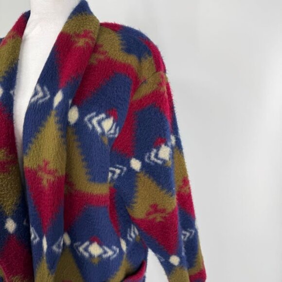 Vintage Forever Young Southwestern Aztec Pattern Fleece Cardigan Coat Size 2X - Picture 4 of 12